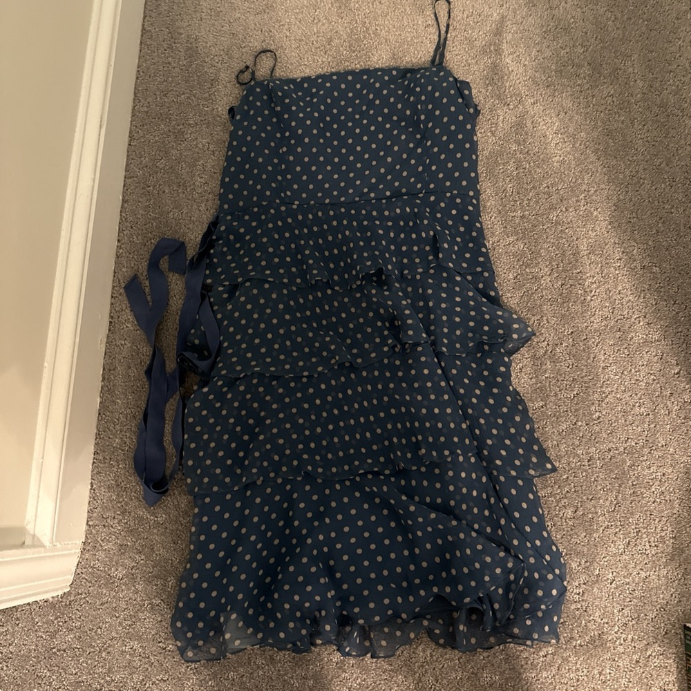 BCBGMaxAzria Blue Fog Polka Dot Dress